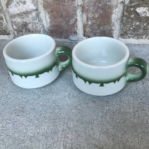 Jackson China Albany Hotel Restaurant Supply GA Set of 2 Cups Airbrushed VTG 50s - Picture 4 of 6